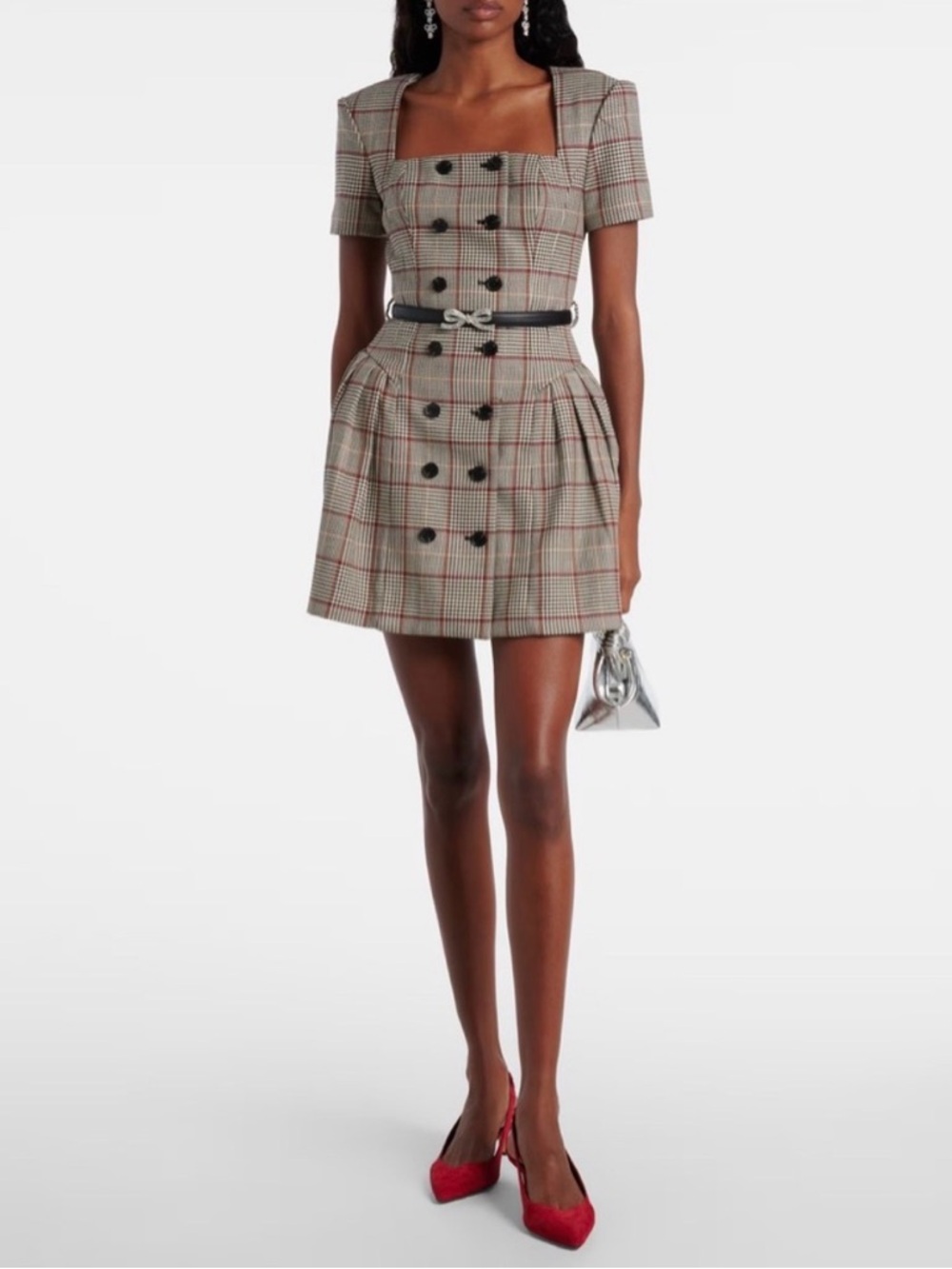 Self-Portrait Houndstooth checked mini dress size US 4 with belt